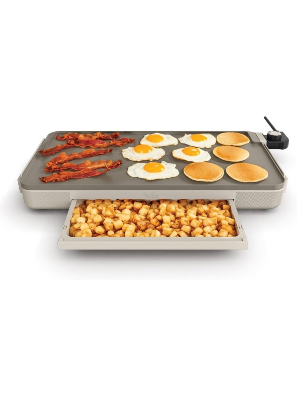 12x22 Electric Griddle with Warming Tray - Ceramic Non-Toxic Cookware, Oatmilk